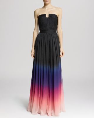 HALSTON HERITAGE HALSTON Gown - Strapless Ombr Chiffon | Bloomingdale's