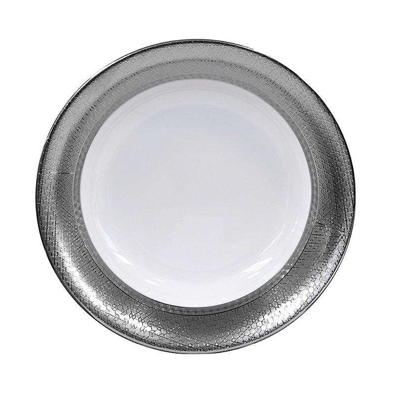 Bernardaud Divine Vegetable Bowl, 9.5 In White/platinum