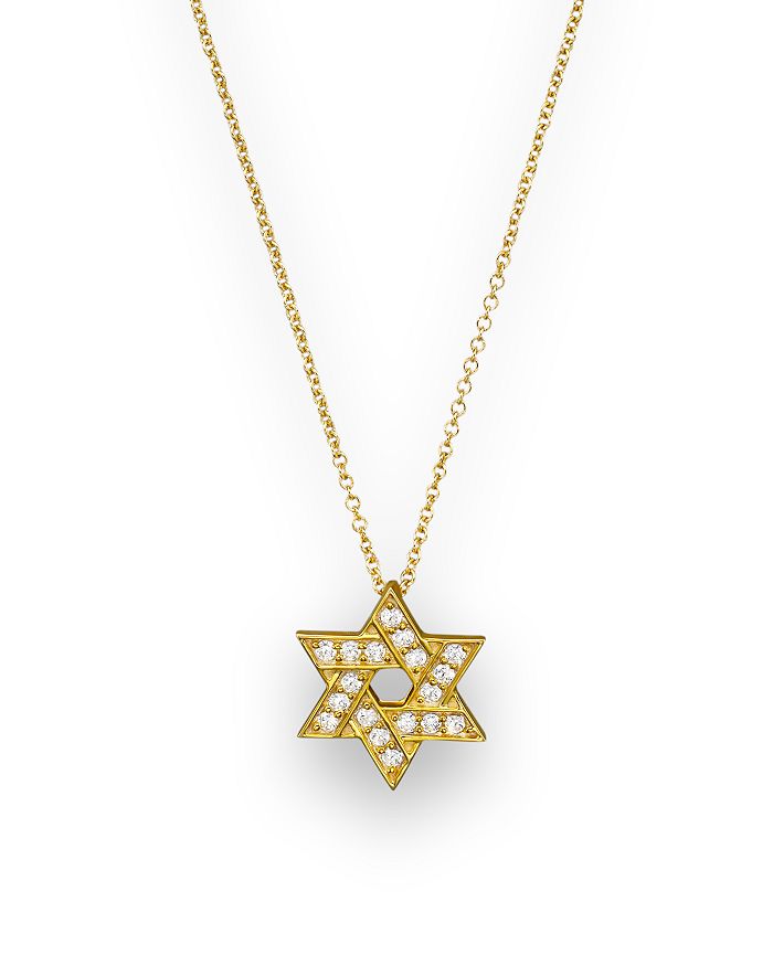Bloomingdale's Diamond Star Of David Pendant Necklace In 14k Yellow Gold, .18 Ct. T.w.