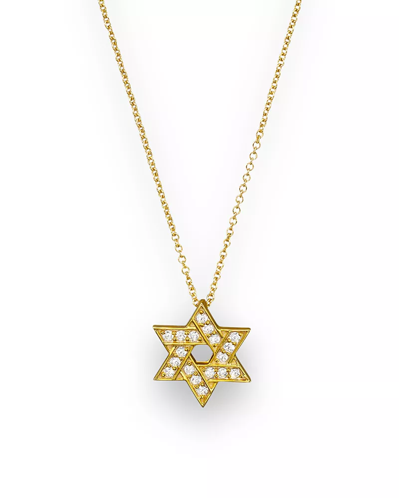 Diamond Star of David Pendant Necklace in 14K Yellow Gold, .18 tcw