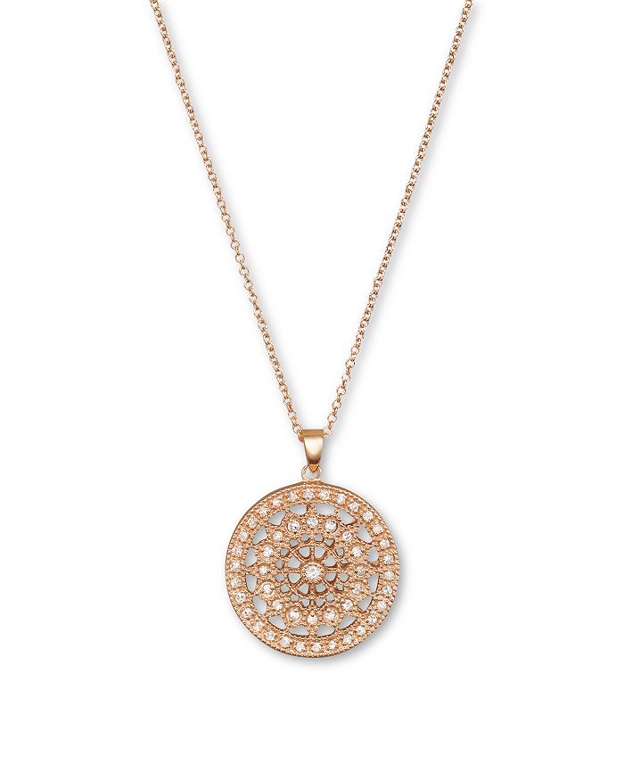 Bloomingdale's Diamond Medallion Pendant Necklace In 14k Rose Gold, .25 Ct. T.w. In Pink