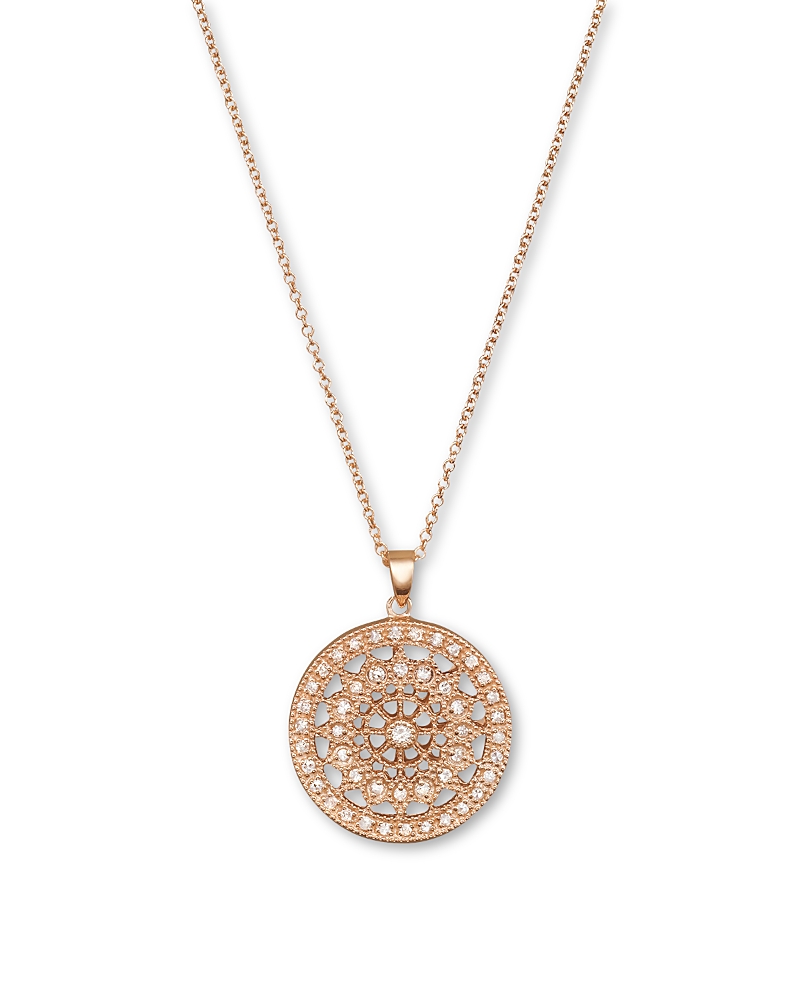 Diamond Medallion Pendant Necklace in 14K Rose Gold, .25 tcw