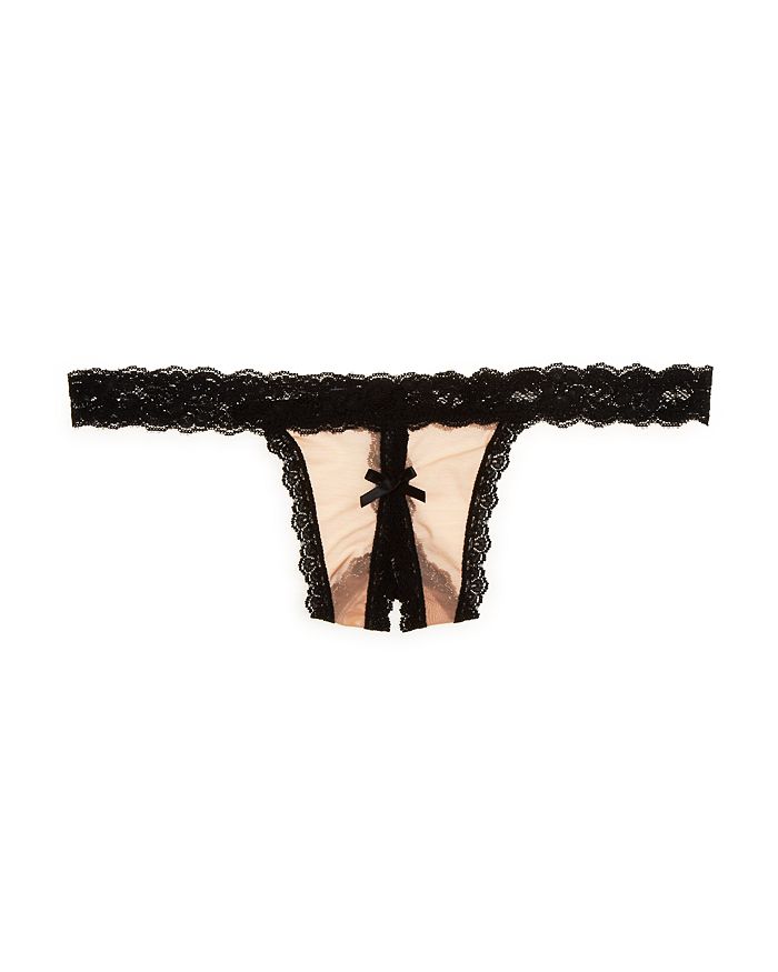 Shop Hanky Panky After Midnight Nude Illusion Open Panel G-string In Mocha/black