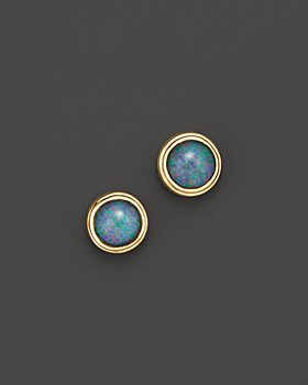 Bloomingdale's - Black Opal Bezel Set Stud Earrings in 14K Yellow Gold - 100% Exclusive