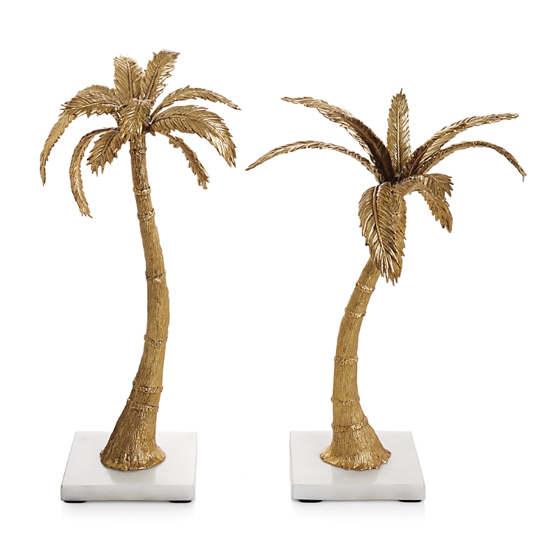 Michael Aram Palm Candle Holders In White/gold