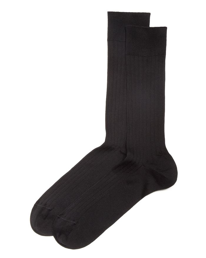 The Men's Store At Bloomingdale's Ribbed Cotton Blend Socks - 100% Exclusive In Black