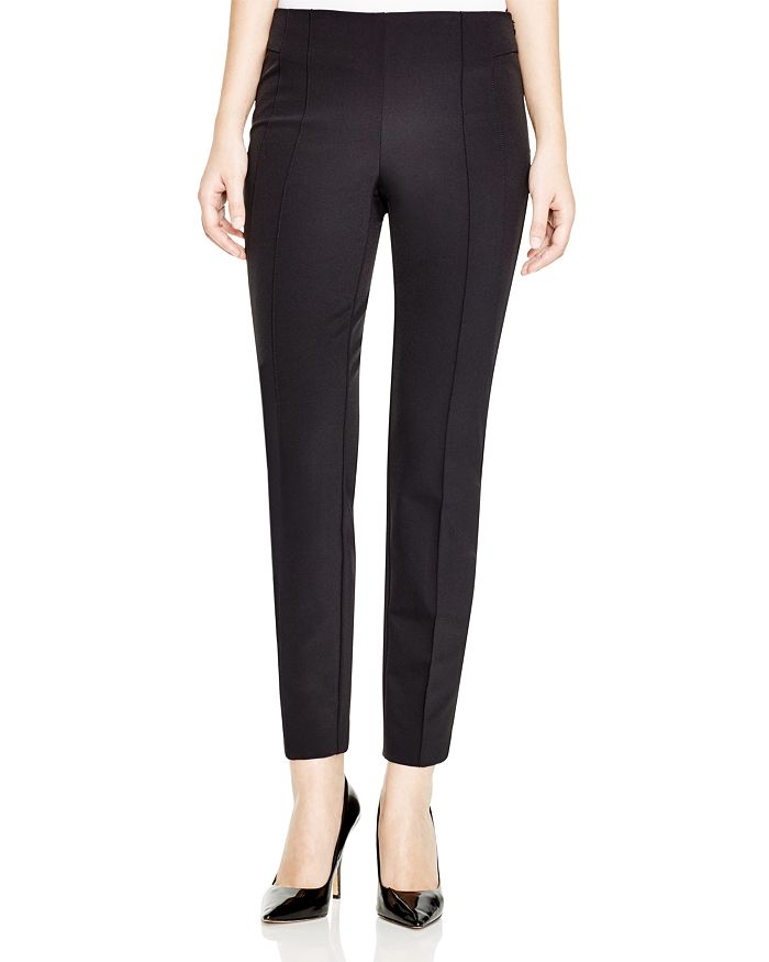 Shop Lafayette 148 Acclaimed Stretch Slim Pintuck City Pants In Black
