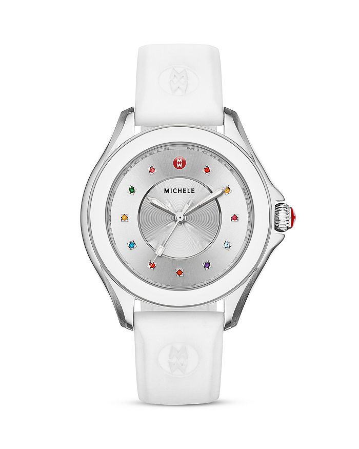 MICHELE White Cape Topaz Studded Watch 40mm Bloomingdale s