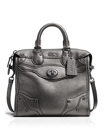 COACH Mini Rhyder 33 Satchel in Metallic Pebble Leather | Bloomingdale's