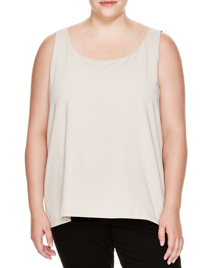 Nic And Zoe Plus Nic + Zoe Plus Stretch-cotton Tank In Silver Cloud