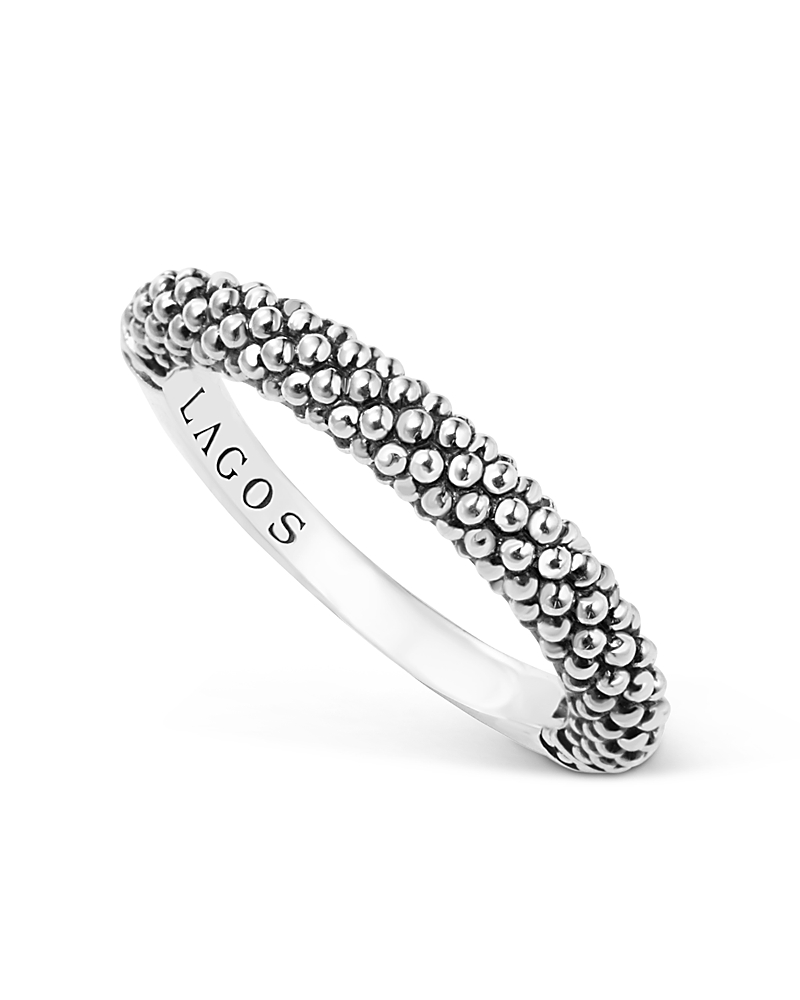 Lagos Sterling Silver Caviar Beaded Stacking Ring In Silver