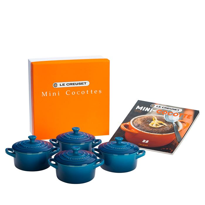 Le Creuset Set De 4 Mini Cocottes Rondes En Céramique 200 Ml Brise Marine - Idéal Pour Portions Individuelles