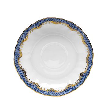 Blue Herend Fish Scale Rim Soup Plate 