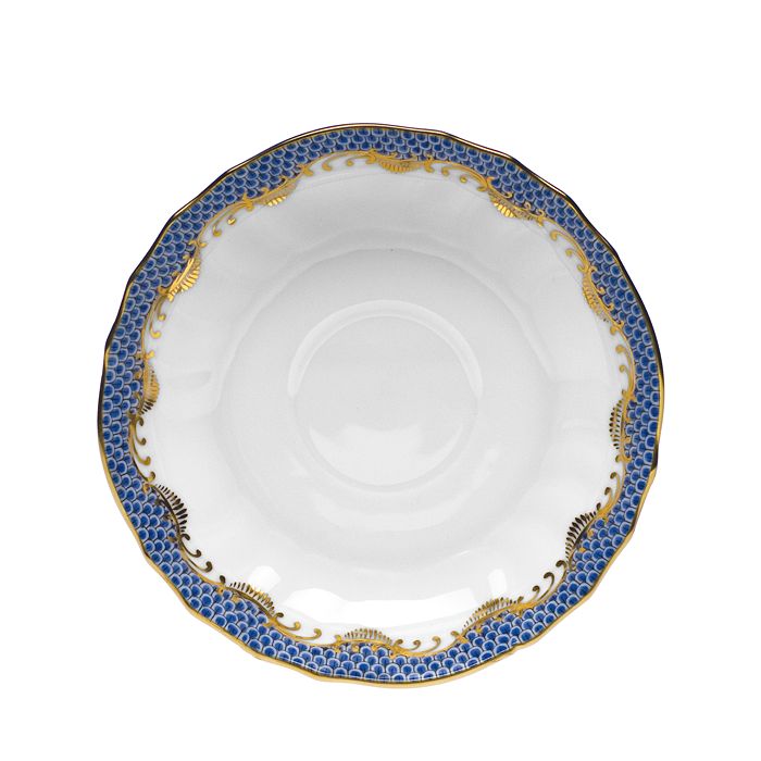 Herend Fishscale Canton Saucer In Blue