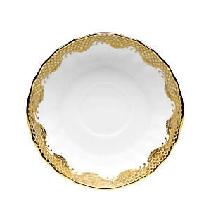 Herend Fishscale Canton Saucer In Gold
