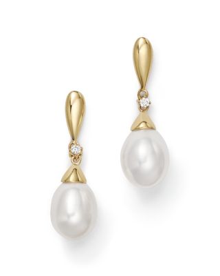 Cultured Freshwater Pearl Drop Earrings in 14K Yellow Gold&nbsp;- Exclusive