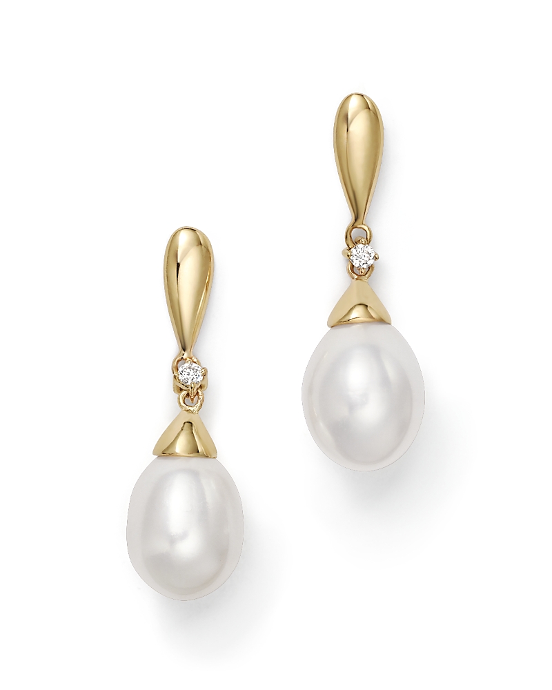 Cultured Freshwater Pearl Drop Earrings in 14K Yellow Gold