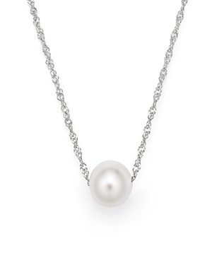 Cultured Freshwater Pearl Floating Pendant Necklace in 14K White Gold, 18