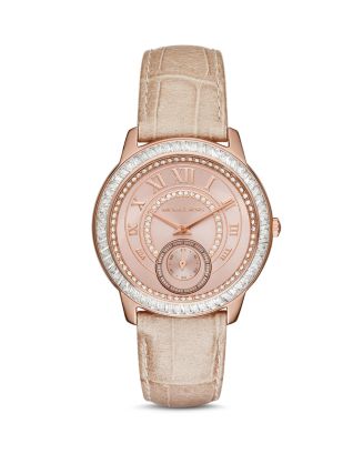 Michael Kors Madelyn Pavé Leather Strap Watch, 40mm  display picture 2