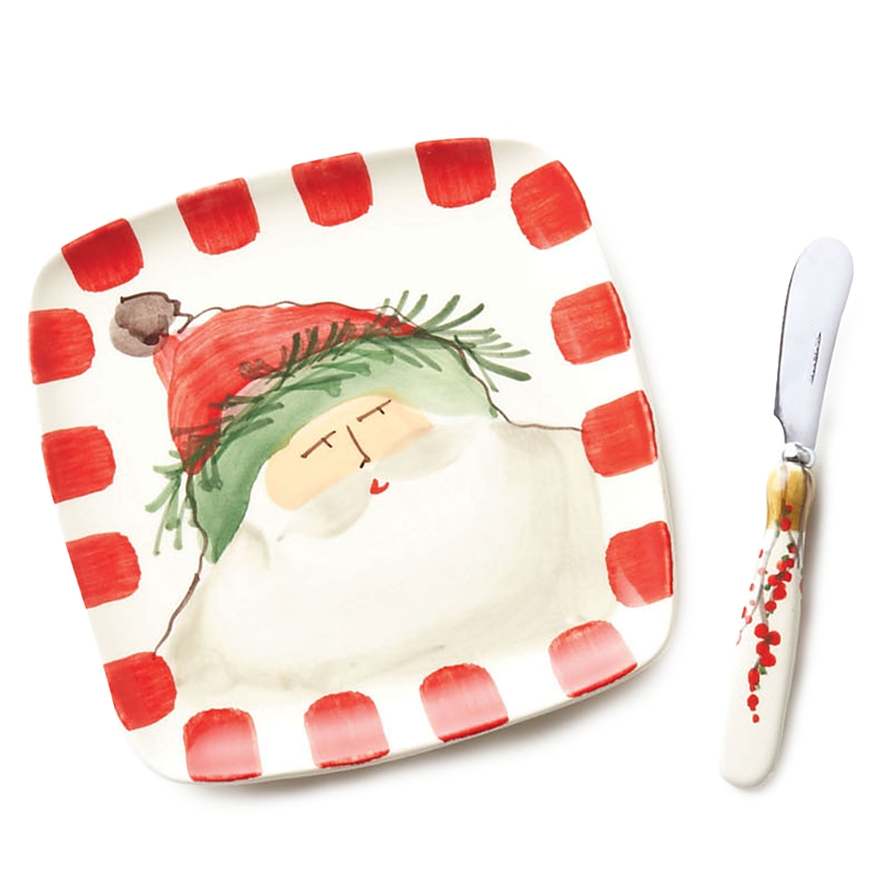Vietri Two-piece Old St. Nick Plate & Spreader Set In Multi