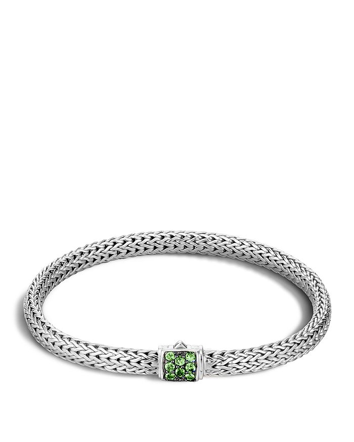 JOHN HARDY CLASSIC CHAIN STERLING SILVER LAVA EXTRA SMALL BRACELET WITH TSAVORITE,BBS96002TSXM