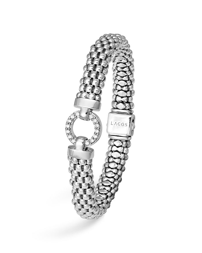 LAGOS STERLING SILVER ENSO ROPE BRACELET WITH DIAMONDS,05-80893-S006.5