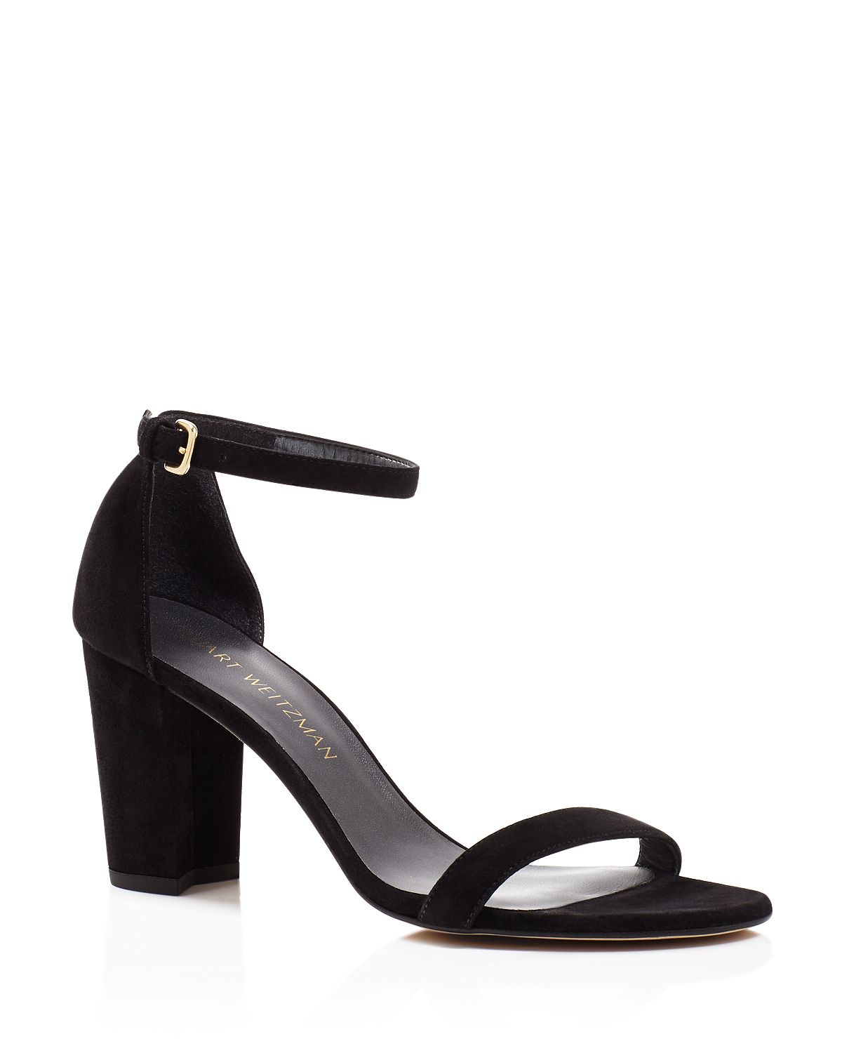 Photo 1 of **USED** Stuart Weitzman Nearlynude Strap Sandal, Black Suede, Size: 9.5 Medium