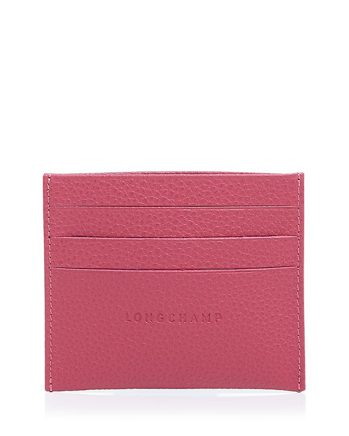 Longchamp Le Foulonne Leather Card Case In Pink