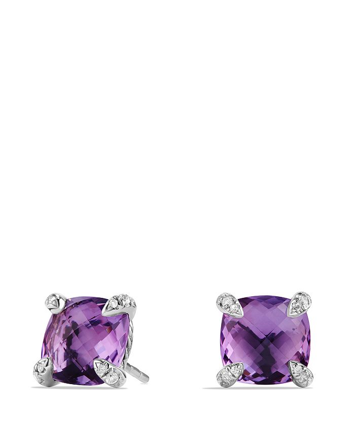 David Yurman - Sterling Silver Ch&acirc;telaine Stud Earrings with Gemstones & Diamonds