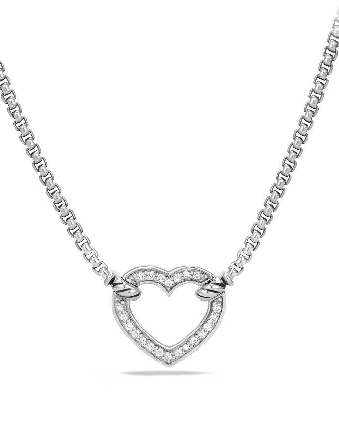 DAVID YURMAN CABLE COLLECTIBLES HEART STATION NECKLACE WITH DIAMONDS,N12768DSSADI17