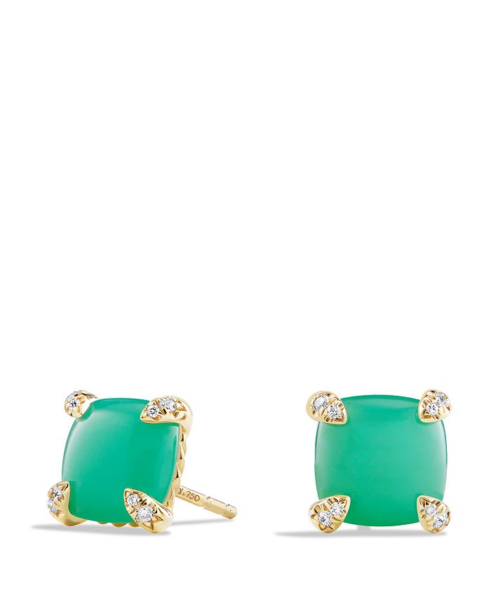 DAVID YURMAN CHATELAINE EARRINGS WITH CHRYSOPRASE AND DIAMONDS IN 18K GOLD,E12792D88DCHDI