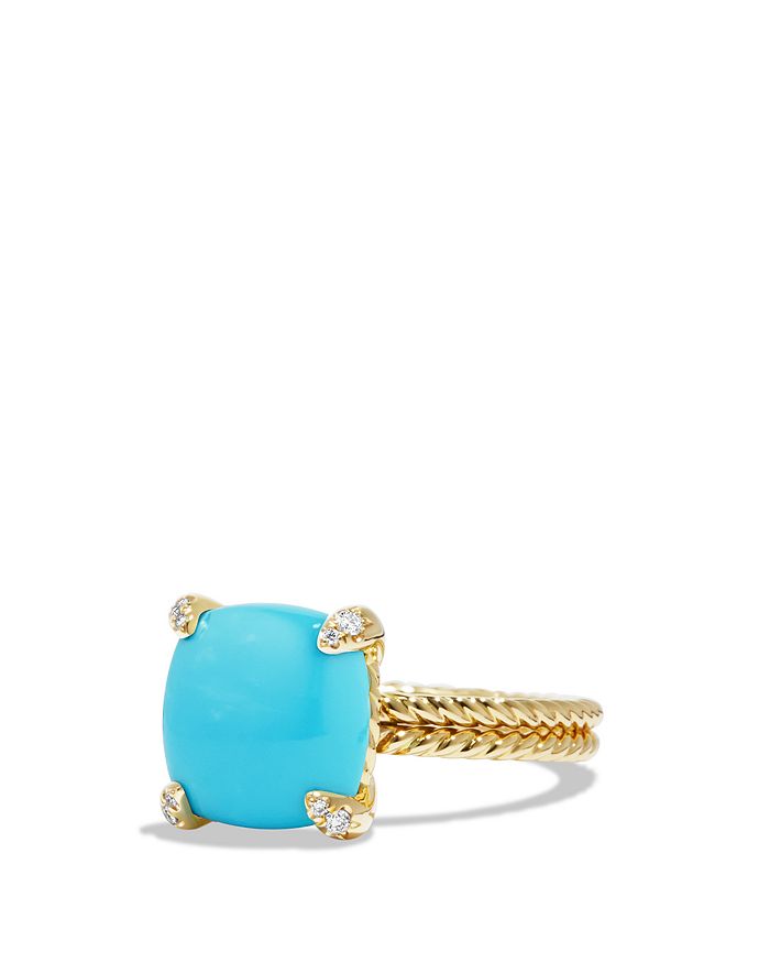 DAVID YURMAN CHATELAINE RING WITH TURQUOISE AND DIAMONDS IN 18K GOLD,R12643D88DTQDI6
