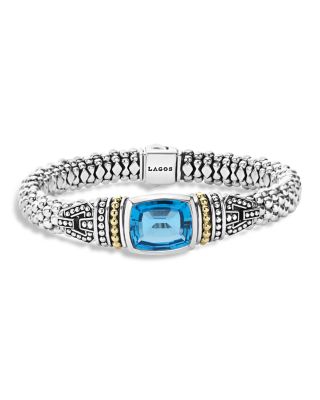 LAGOS - 18K Gold and Sterling Silver Rittenhouse Bracelet with Swiss Blue Topaz