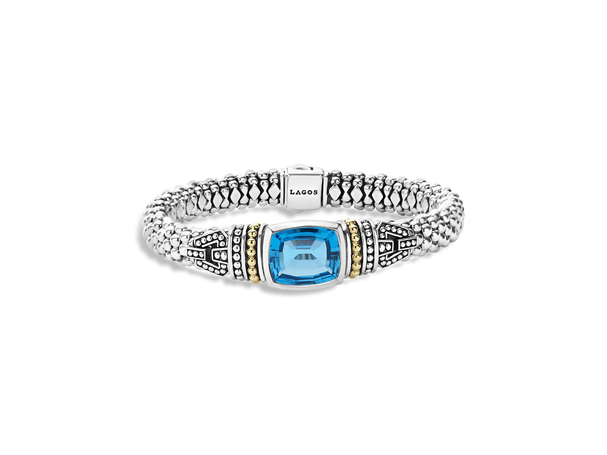 18K Gold and Sterling Silver Caviar Color Small Gemstone Bracelets, 9mm - Image 1