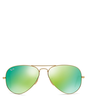 Ray Ban Ray-ban Unisex Original Polarized Brow Bar Aviator Sunglasses, 58mm In Gold/green
