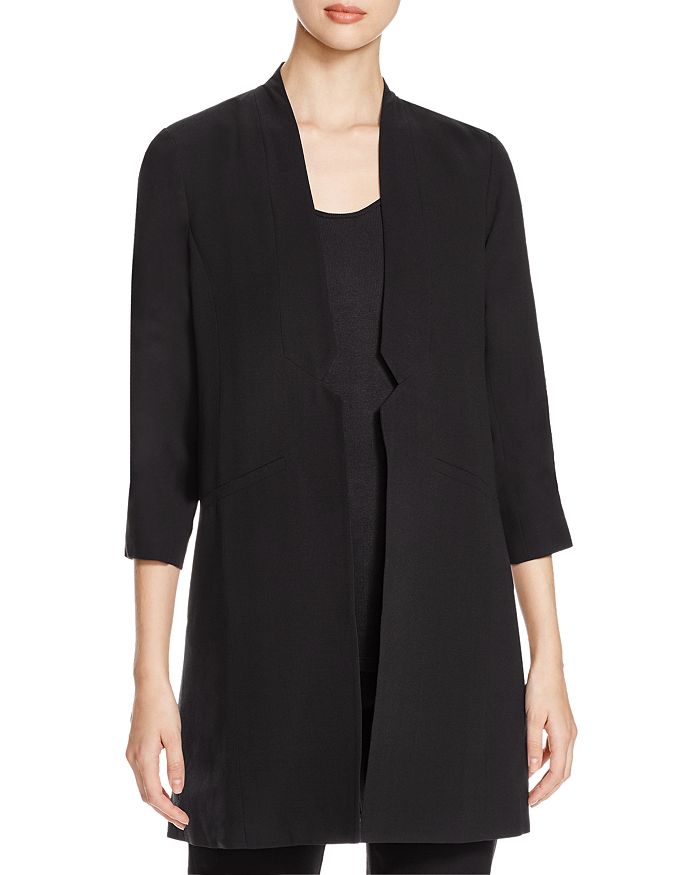 Eileen Fisher Notch Front Silk Jacket | Bloomingdale's