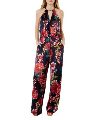 KAREN MILLEN Floral Print Silk Jumpsuit Bloomingdale s