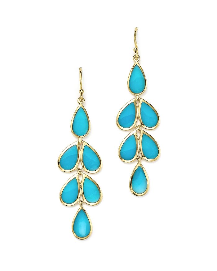 IPPOLITA 18K YELLOW GOLD ROCK CANDY CASCADE TEARDROP EARRINGS WITH TURQUOISE,GE1544TQ