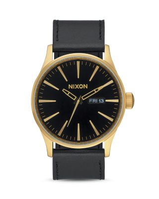 Nixon - Sentry Leather Strap Watch, 42mm