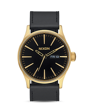 Sentry Leather Strap Watch, 42mm