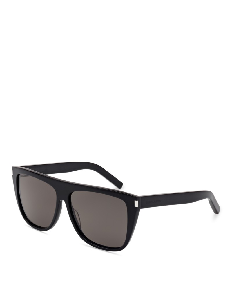 Saint Laurent Flat Top Square Sunglasses, 59mm in Black/Smoke