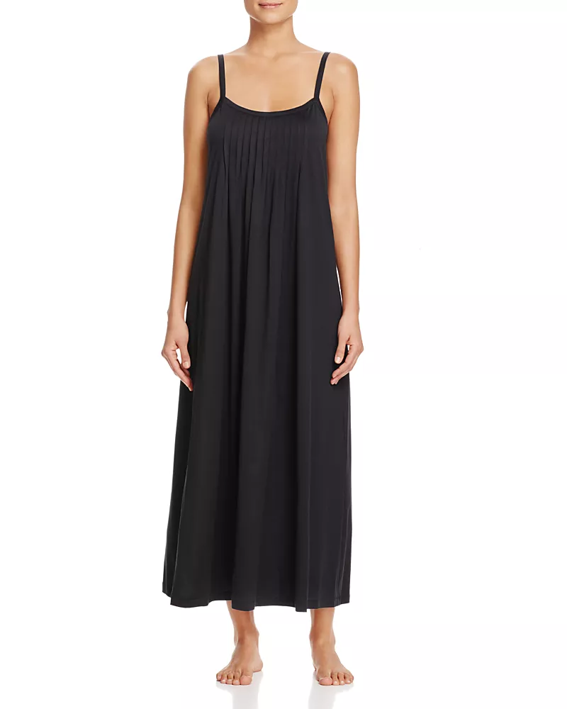 Hanro Juliet Pleated Long Spaghetti Gown
