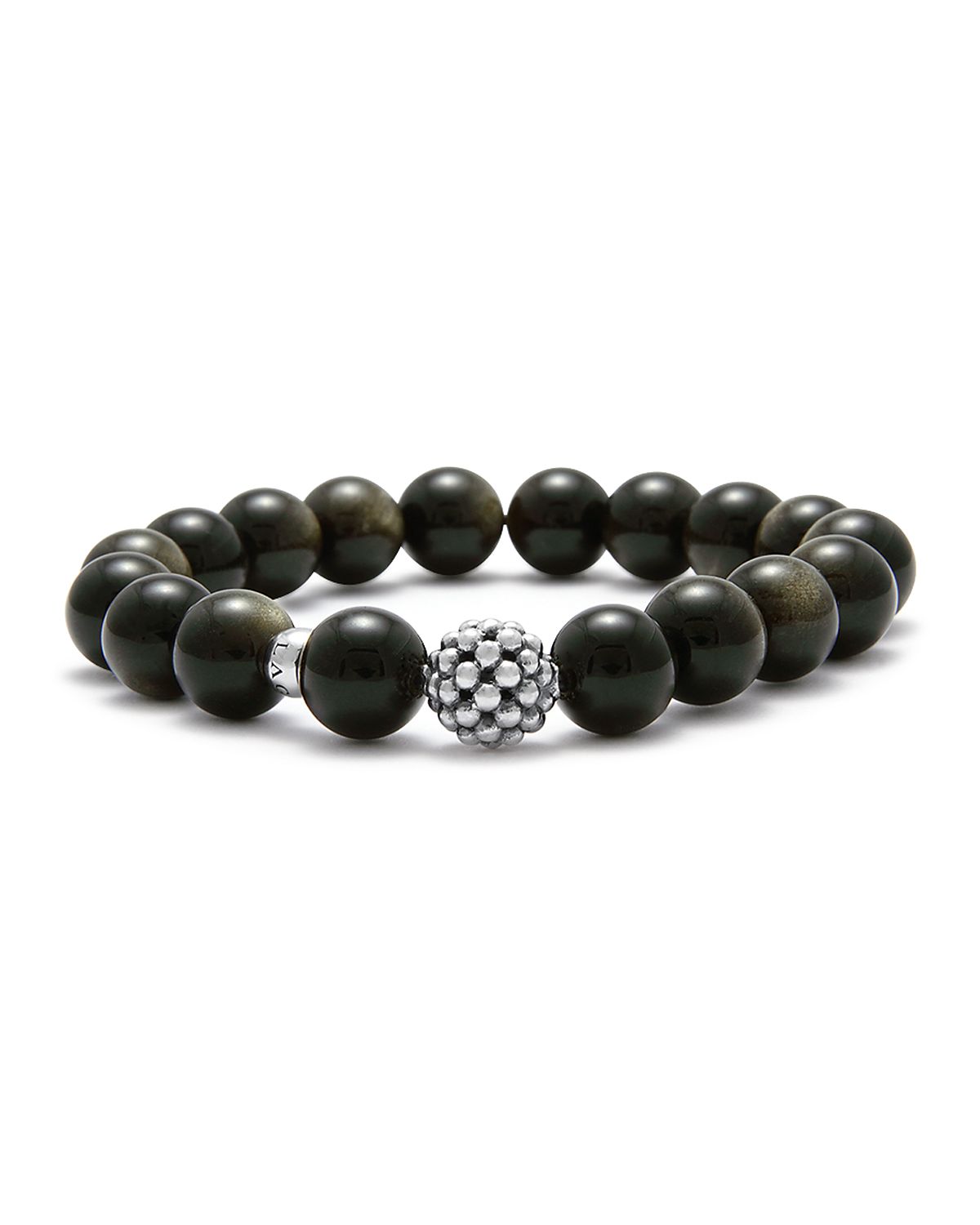 Lagos Caviar Ball Beaded Golden Obsidian Bracelet, 10mm