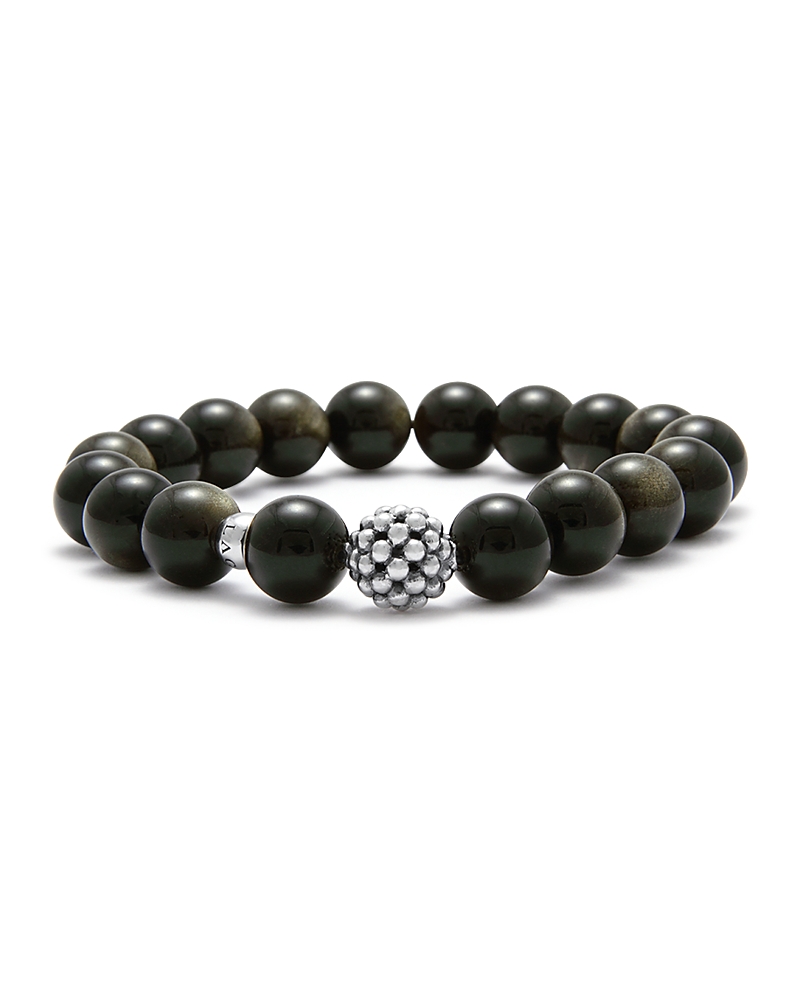 Lagos Caviar Ball Beaded Golden Obsidian Bracelet, 10mm In Obsidian