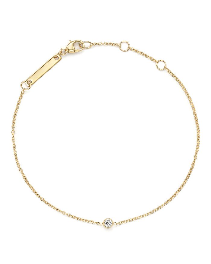 Zoë Chicco 14k Yellow Gold Chain Bracelet With Bezel-set Diamond