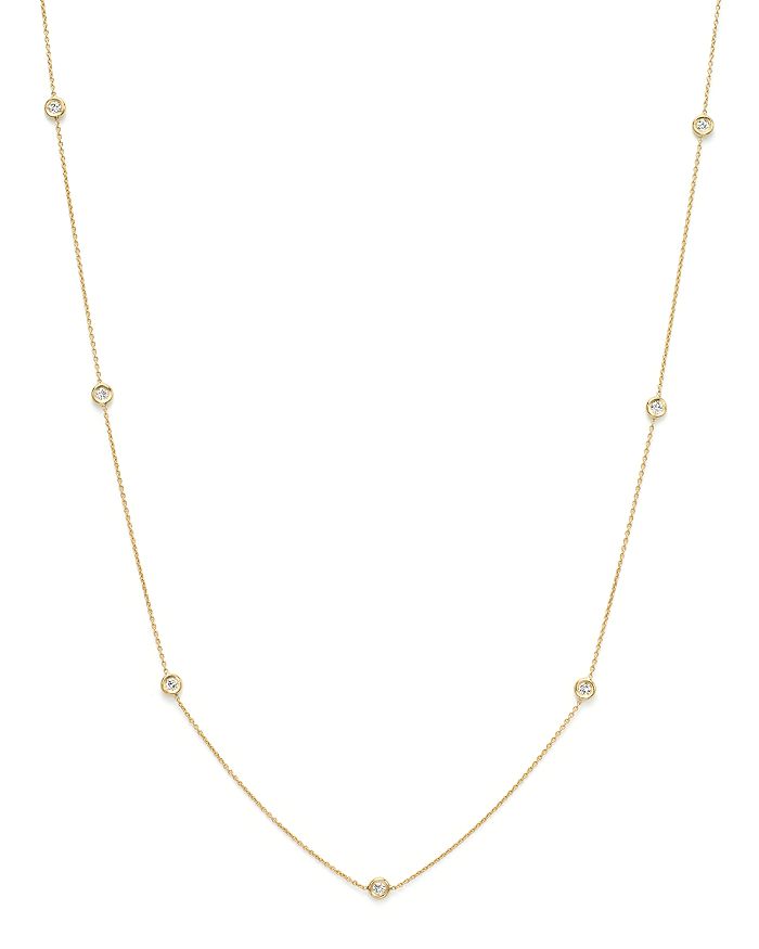 Roberto Coin 18k Yellow Gold Seven Station Necklace With Diamonds, 18 In White/gold