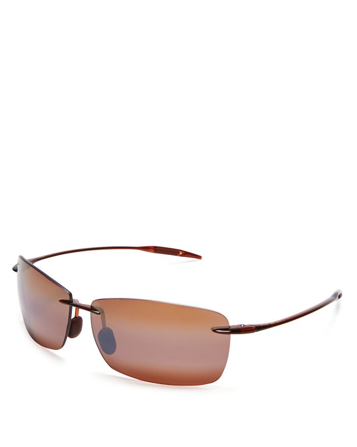 Maui Jim Unisex Lighthouse Polarized Rimless Sunglasses, 65mm In Rootbeer/bronze Solid