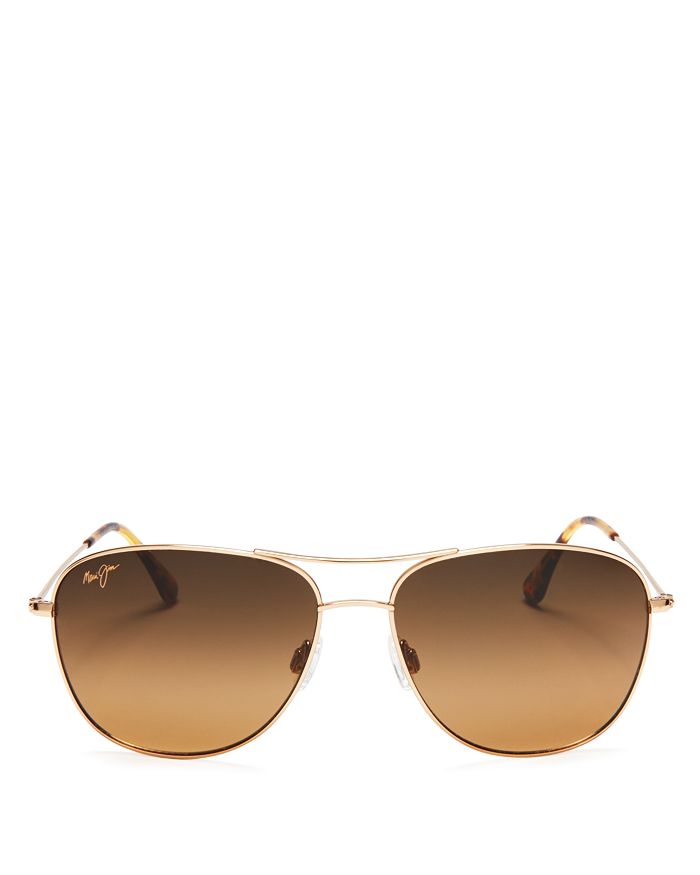 Maui Jim Cliff House Polarized Brow Bar Aviator Sunglasses, 59mm In Gold/bronze Gradient