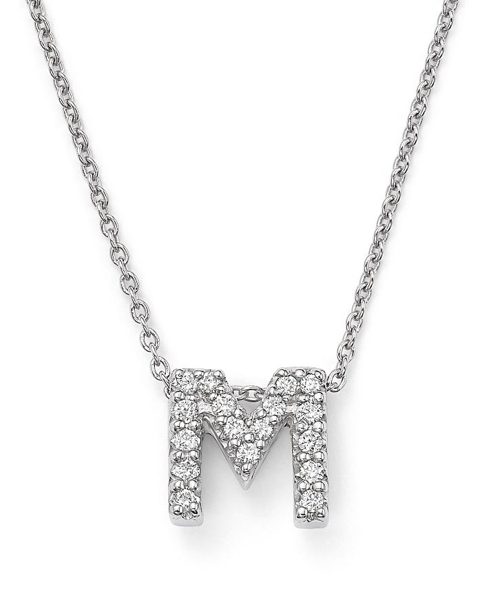 Shop Roberto Coin 18k White Gold Initial Love Letter Pendant Necklace With Diamonds, 16 In M