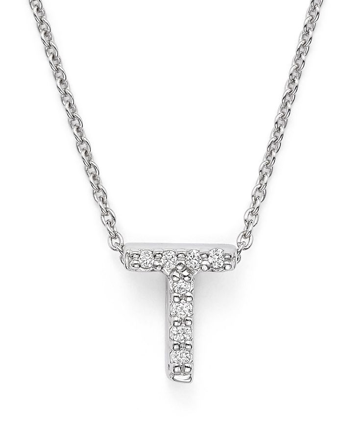 Shop Roberto Coin 18k White Gold Initial Love Letter Pendant Necklace With Diamonds, 16 In T